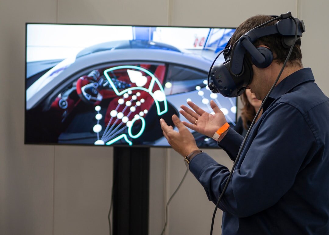 virtual reality headset in use